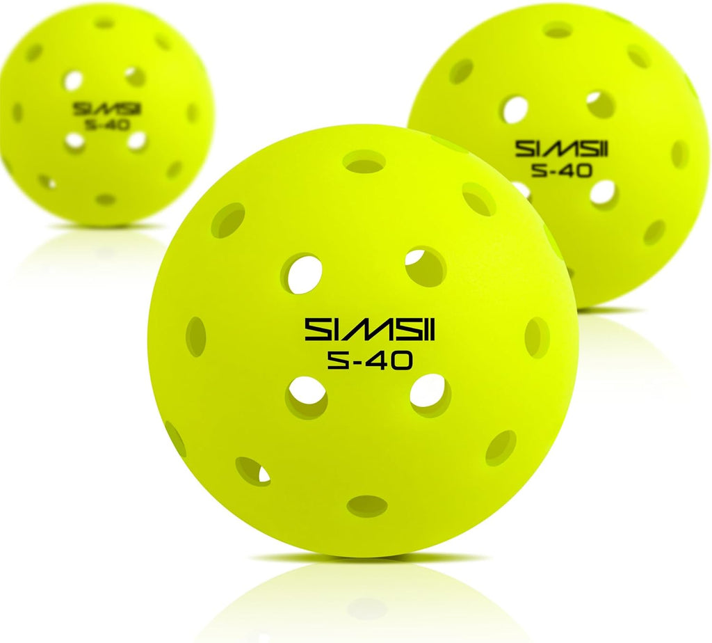 S-40 Outdoor Pickleball Balls - 40 Holes, Approved by the USAPA - Durable PE Material, Seamless Construction, Tournament Grade, 3/12/40/100 Pack - Pickleballs