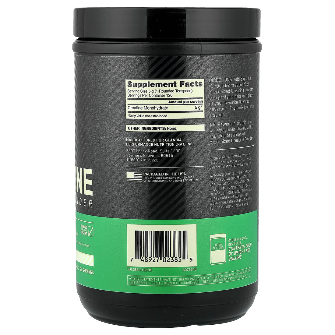 Micronized Creatine Powder, Unflavored, 1.32 Lb (600 G)