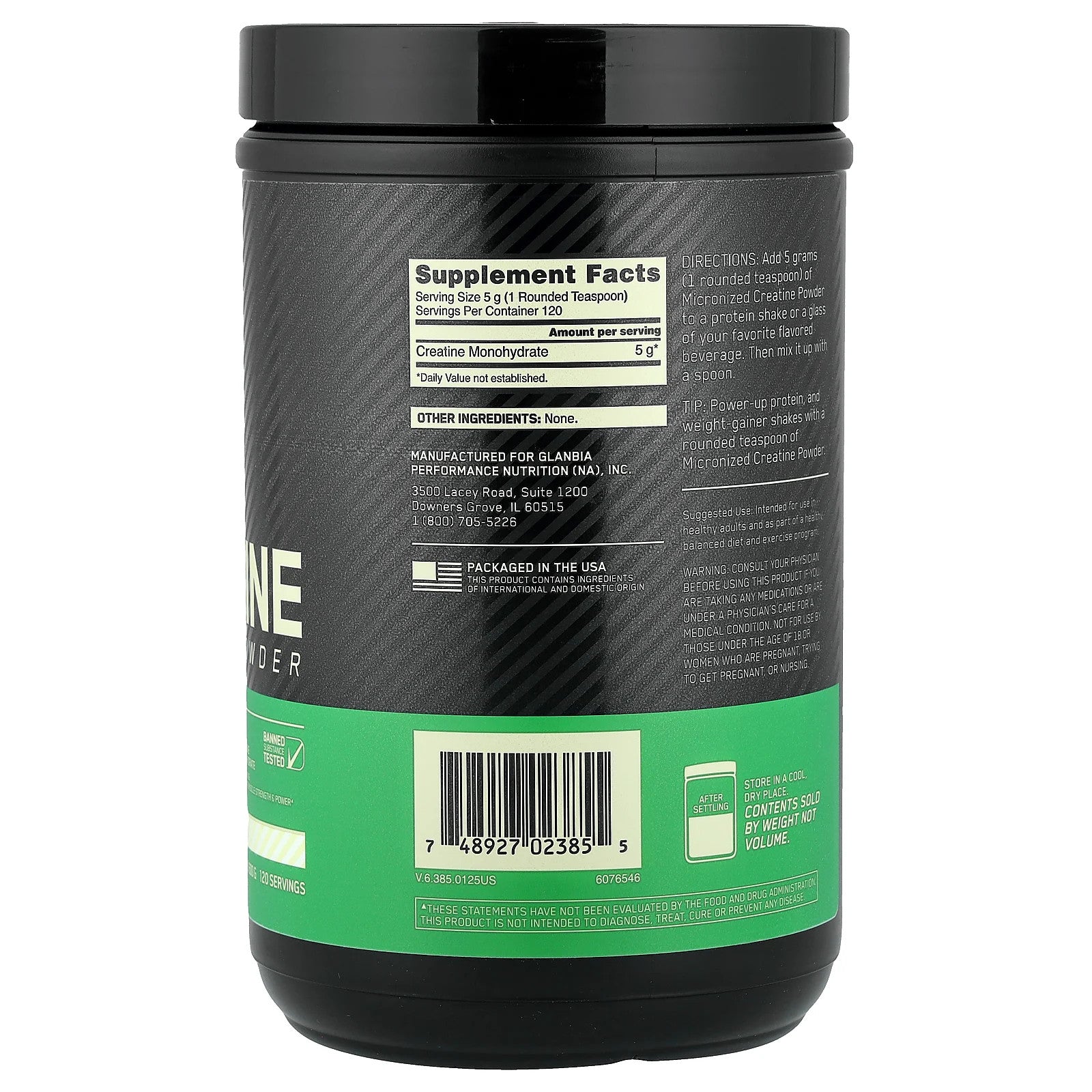 Micronized Creatine Powder, Unflavored, 1.32 Lb (600 G)