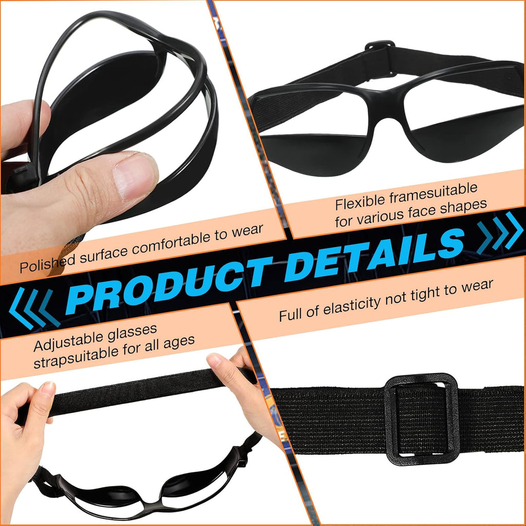 8 Pack Basketball Dribbling Goggles Adjustable Sport Training Glasses Black Dribble Goggles for Basketball Training Equipment for Men