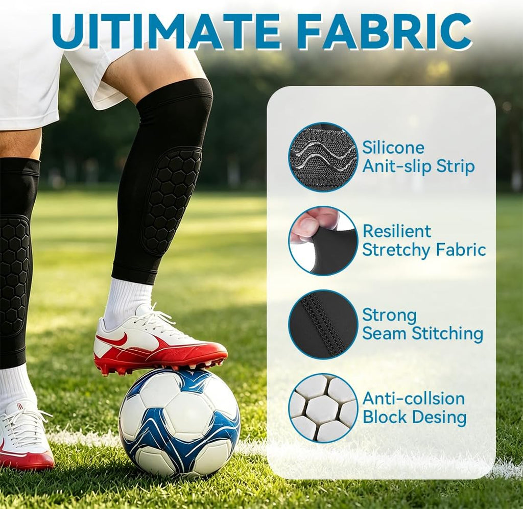 Soccer Shin Guards Shin Pads for Kids Youth Adult Calf Compression Sleeve with Honeycomb Pads, Lightweight Protective Soccer Shin Pads Gear for Football Baseball Boys