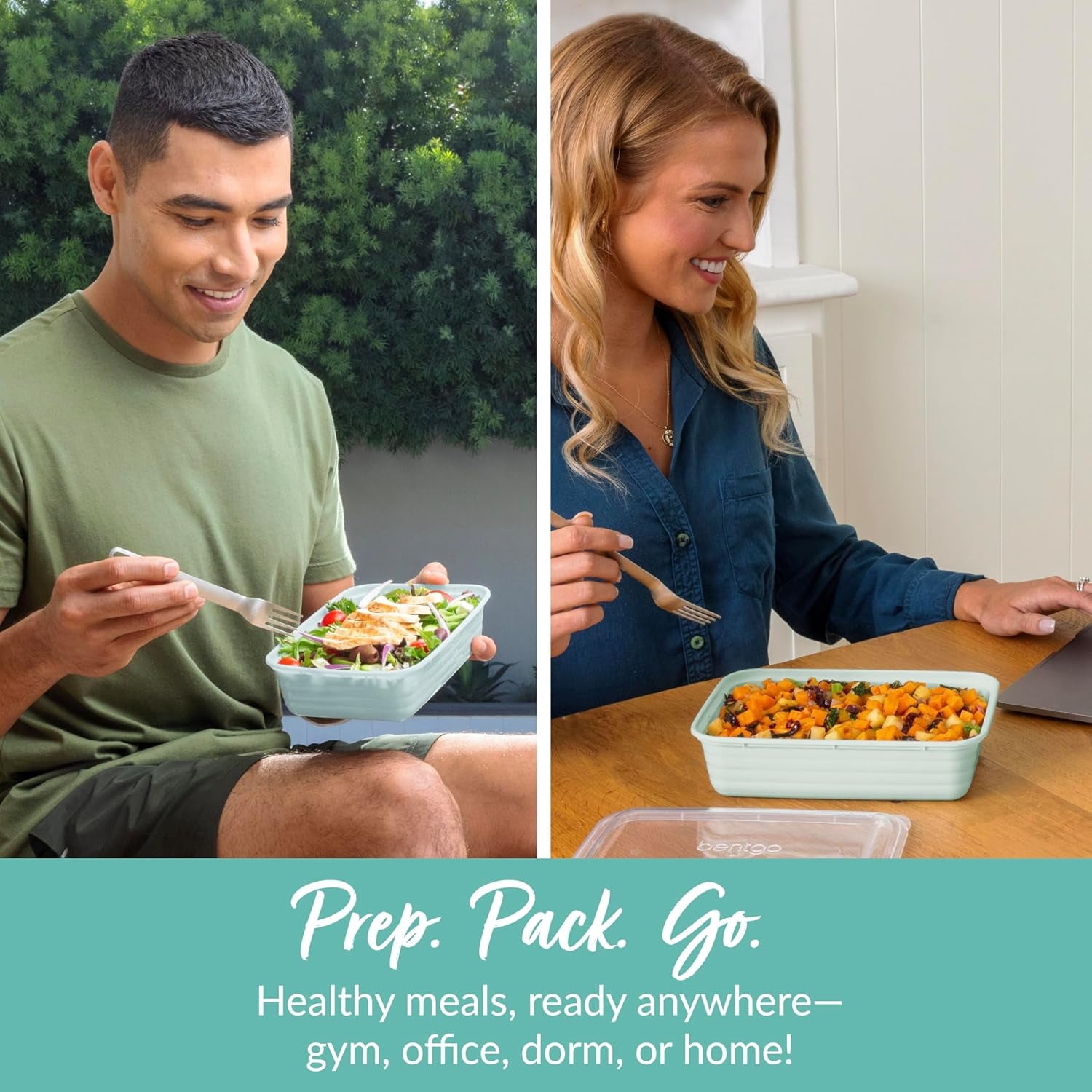 Prep - 20-Piece 1-Compartment Reusable Meal Prep Containers with Lids, PFAS &amp; BPA Free Materials, Durable, Microwave, Freezer, &amp; Dishwasher Safe to Go Food Storage (Mint)