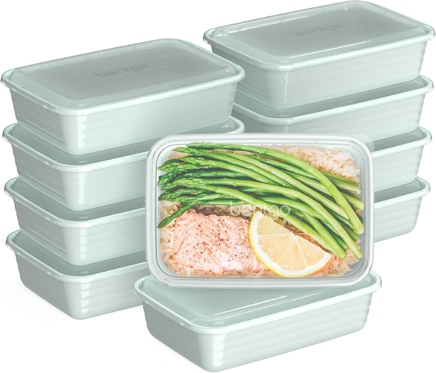 Prep - 20-Piece 1-Compartment Reusable Meal Prep Containers with Lids, PFAS &amp; BPA Free Materials, Durable, Microwave, Freezer, &amp; Dishwasher Safe to Go Food Storage (Mint)