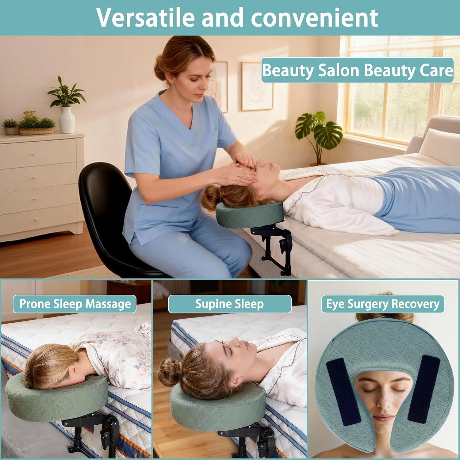 Massage Headrest for Bed,Bedside Bed Massage Head Holder for Home Mattress | Adjustable 17" Height Head Holder & Face Cradle with Face down Pillow,Portable Massage Pillow for Spa Masseur Couple