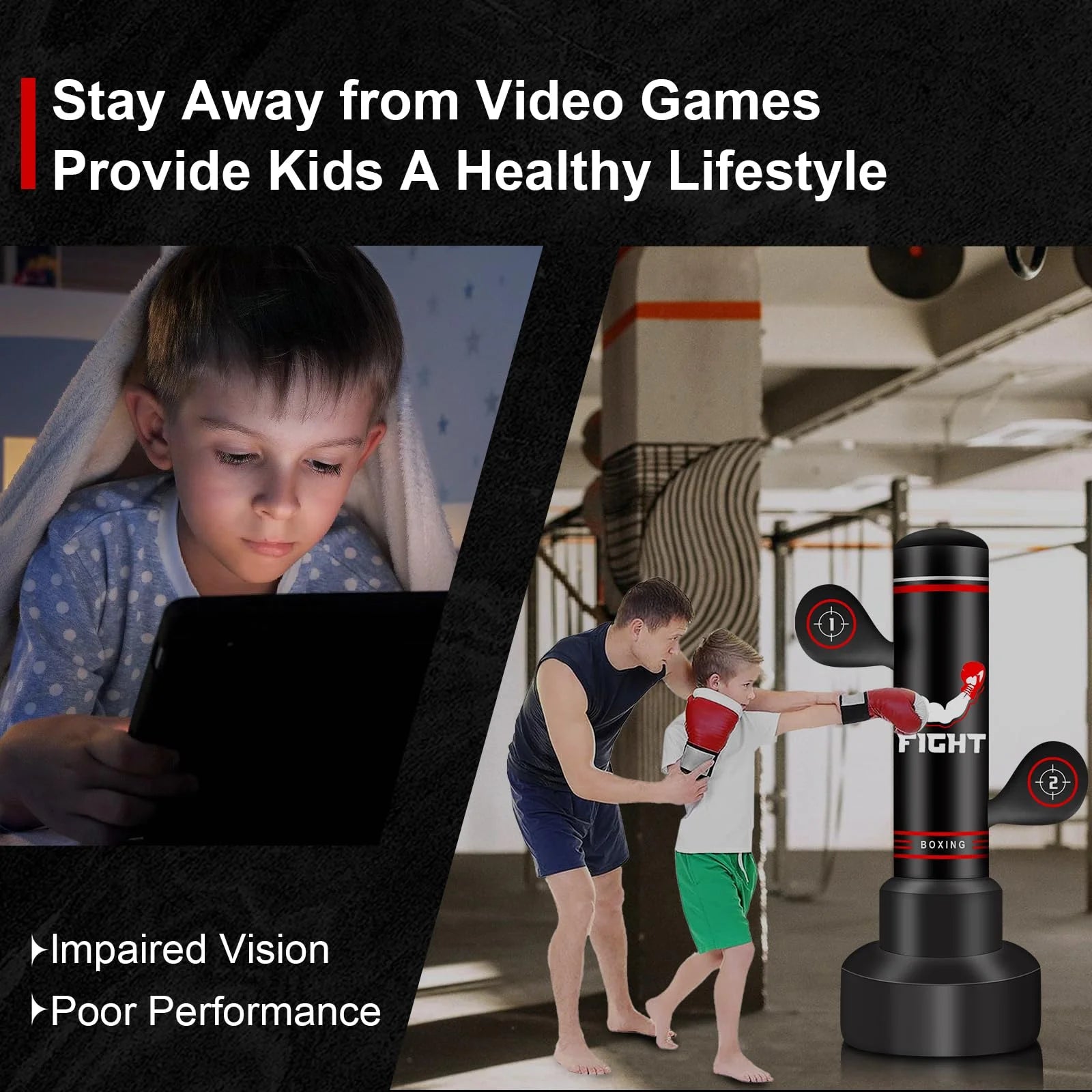 Heavy Punching Bag for Adults Teens, Heavy Bags for Boxing Freestanding with Gloves, Pump and Jump Rope, Boxing Reflex Ball for Men Training Equipment MMA Fitness Home Gym
