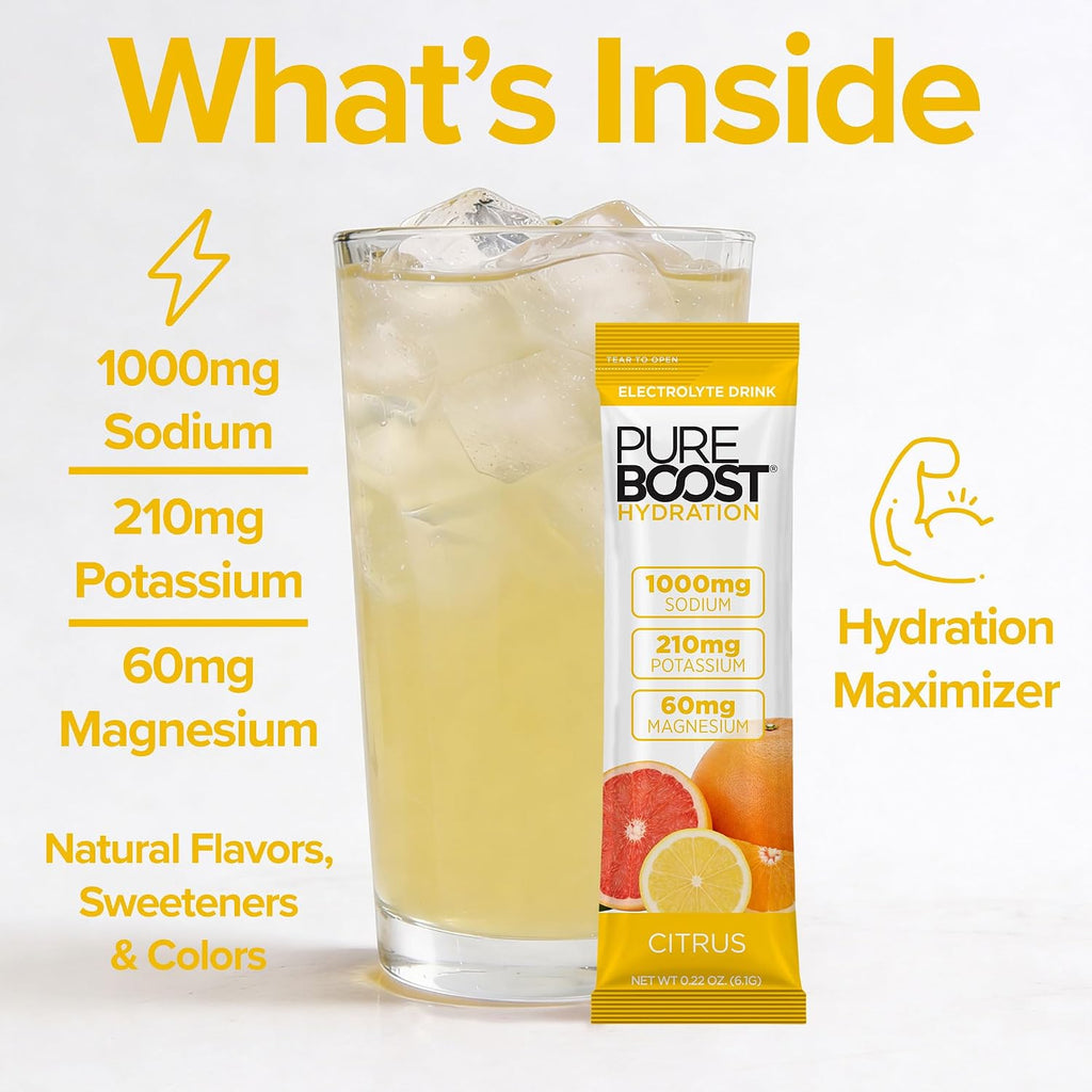 Sugar-Free Electrolyte Hydration Packets, Citrus 14Ct | Zero Calories, Fast Hydration Drink Mix with 1,000Mg Sodium, Potassium & Magnesium