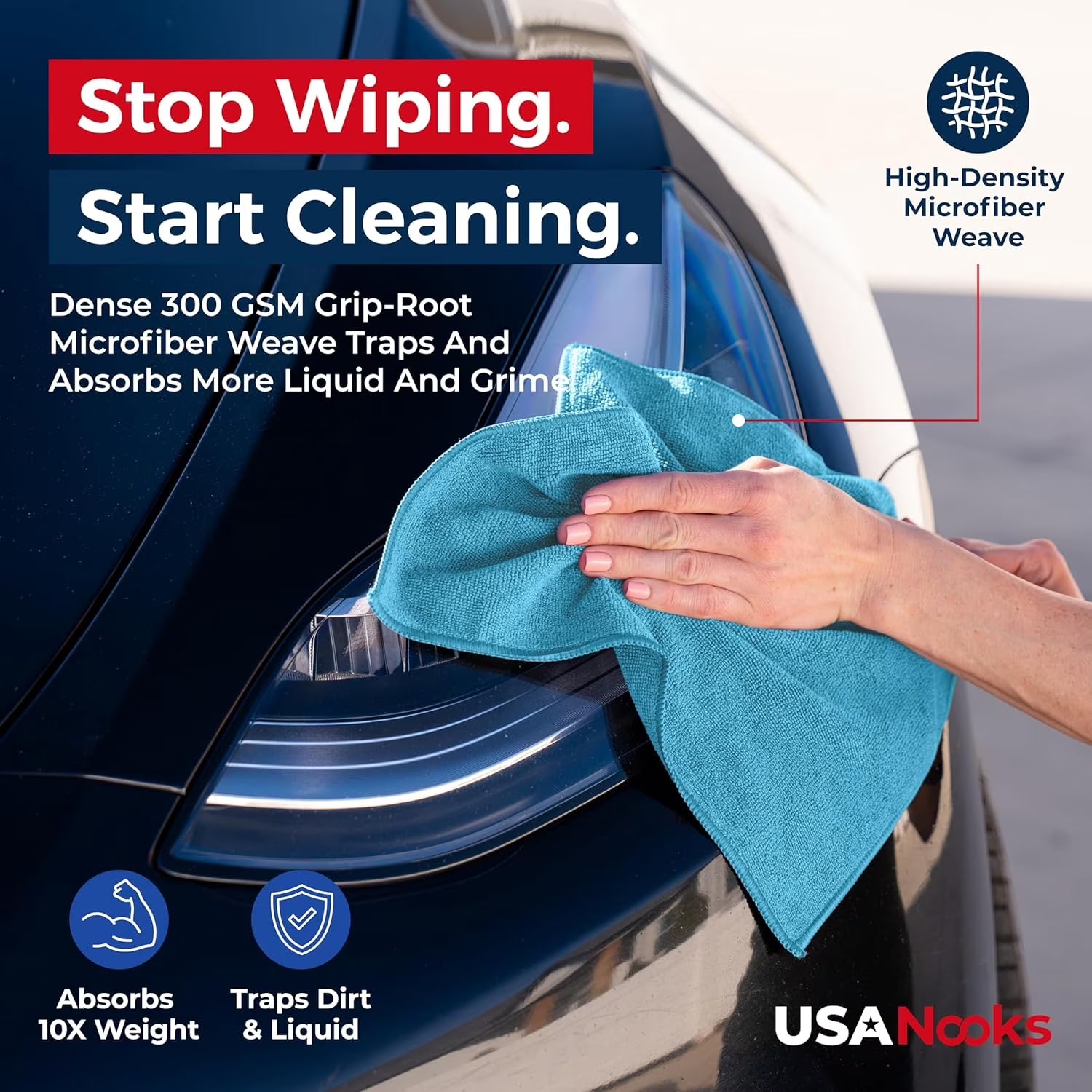 Microfiber Cleaning Cloths-Microfiber Towels-Turq- Pack of 12 (12.5"X12.5")