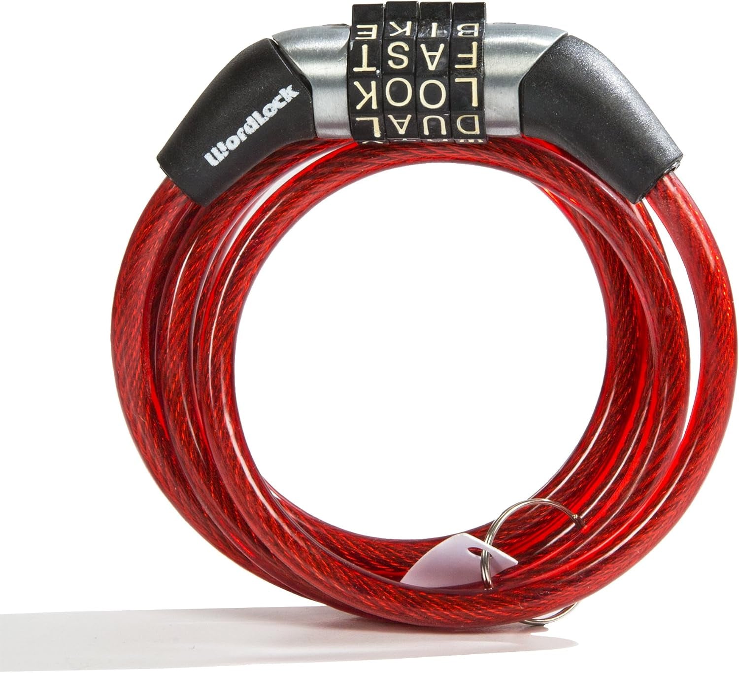 CL-455-RD Non-Resettable Combination Cable Lock, 4-Feet, Red