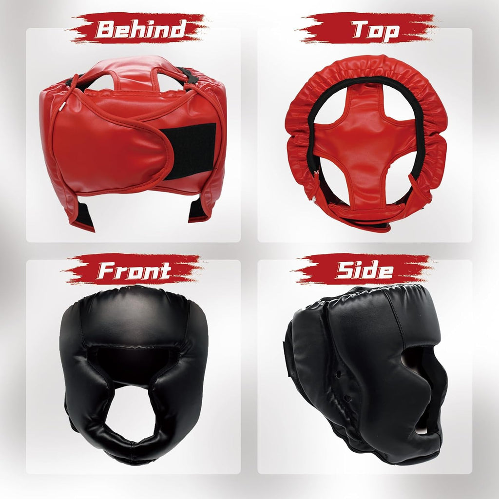 Boxing Gloves and Headgear Set for Adults 2 Pair Gloves and 2 Head Guards | Adult Sparring Gear Set with Open-Palm Gloves and Padded Headgear for Boxing, MMA, Kickboxing and Muay Thai Training.