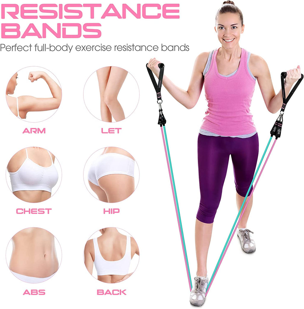 Resistance Bands for Working Out, 150LBS Exercise Bands, Workout Bands, Resistance Bands Set with Handles for Men Women, Legs Ankle Straps