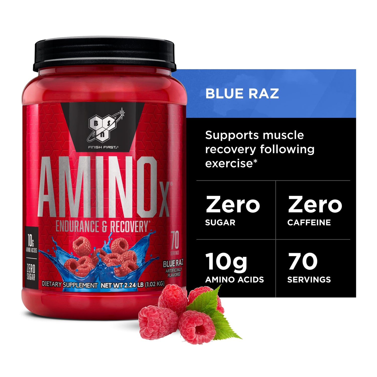 Amino X Amino Acids + BCAA Powder, Blue Raz, 70 Servings