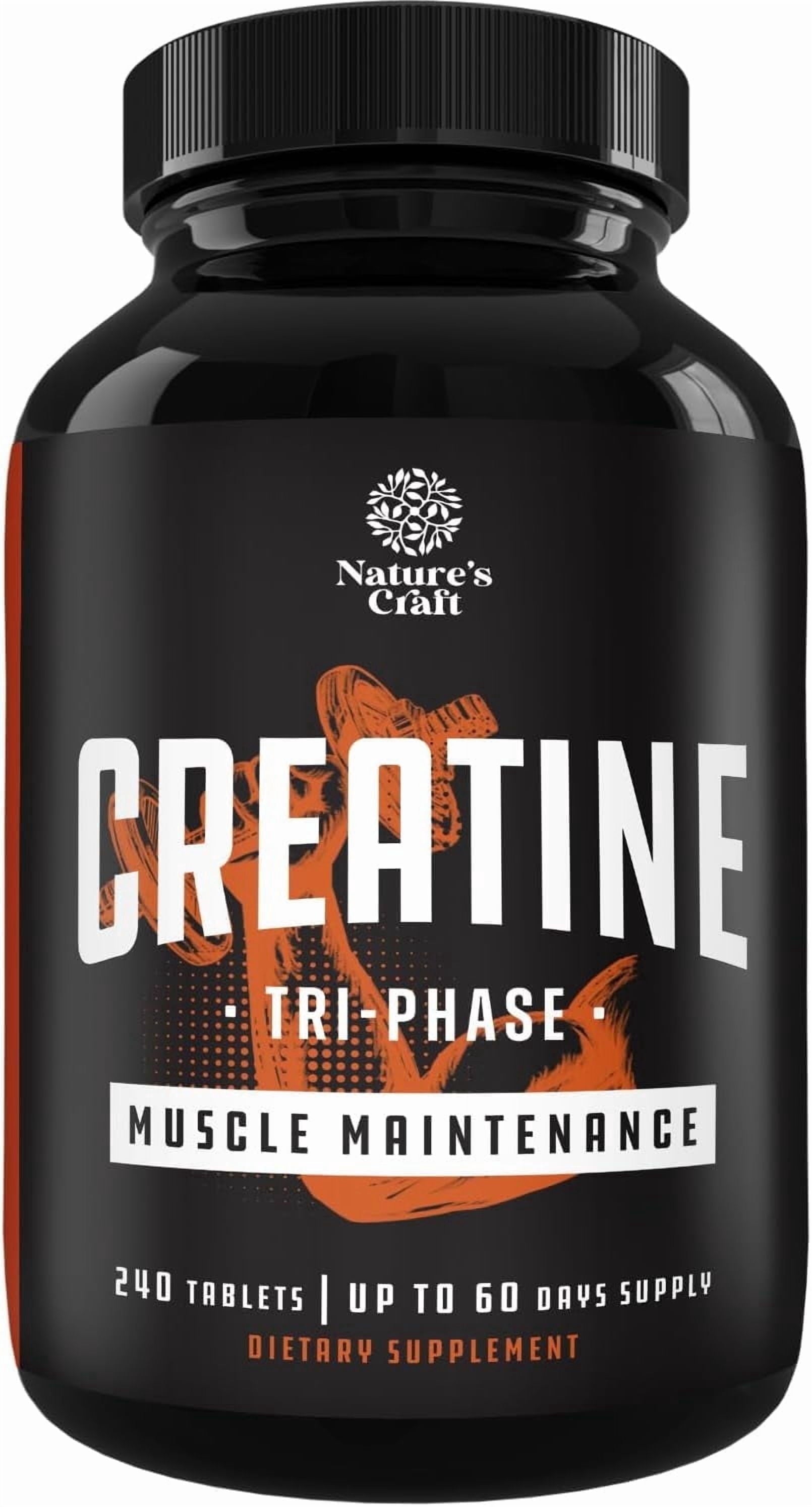 Tri-Phase Creatine Supplement for Muscle Recovery &amp; Muscle Building, 240 Capsules