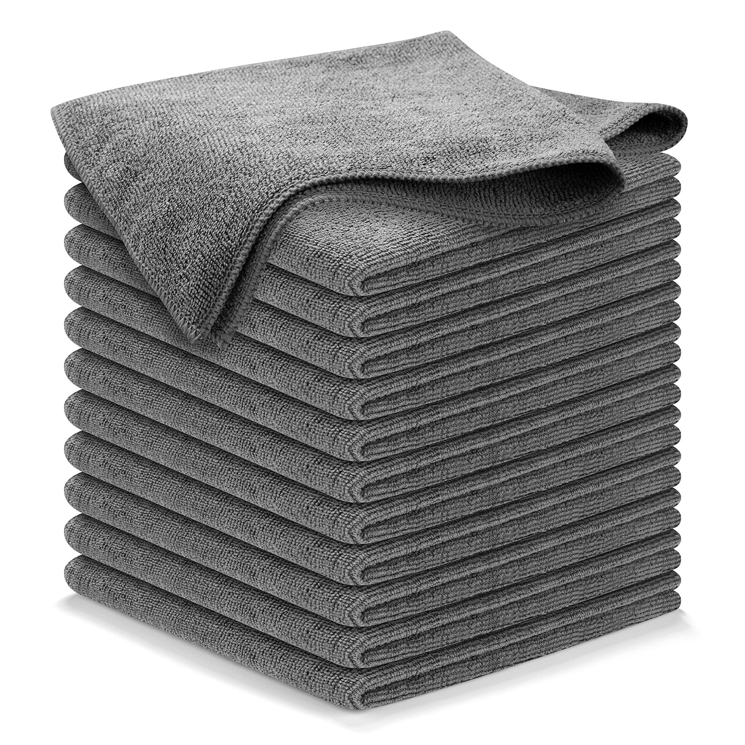 Microfiber Cleaning Cloths-Microfiber Towels-Gray- Pack of 12 (12.5"X12.5")