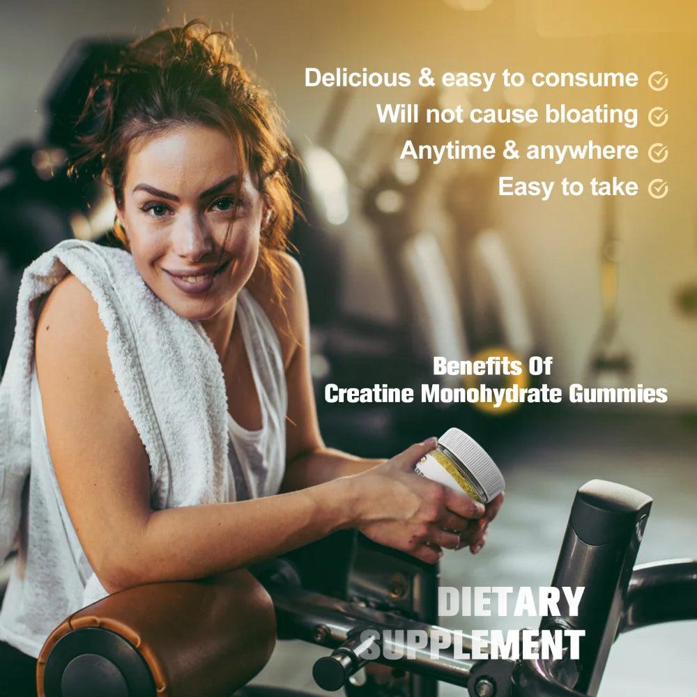 Creatine Monohydrate Gummies for Men &amp; Women, Chewables Creatine Monohydrate for Muscle Strength, Energy Boost, Pre-Workout Supplement-180 Pineapple Gummies,2 Pack