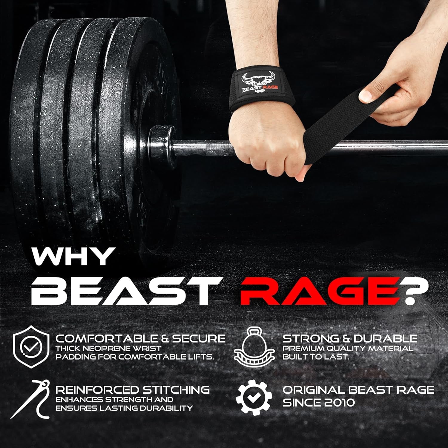 Lifting Wrist Straps for Weightlifting, Straps Gym Grip Power Workouts Lifting Straps Padded Neoprene & Premium Cotton Men Women, Deadlift Bodybuilding Exercise Lifting Straps