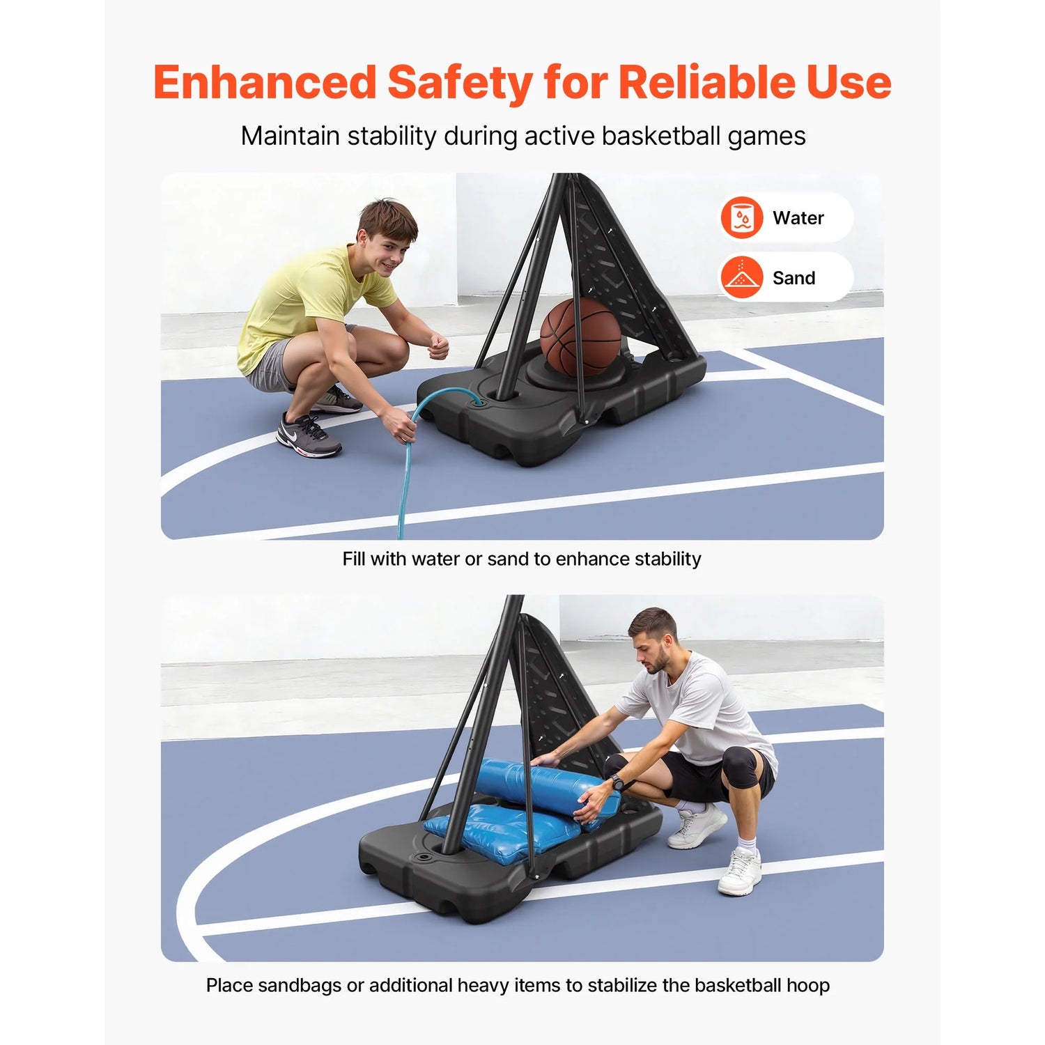 Portable Basketball Hoop with Adjustable Height Outdoor – 10 Ft, 85 Lbs