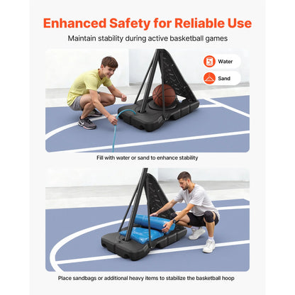 Portable Basketball Hoop with Adjustable Height Outdoor – 10 Ft, 85 Lbs