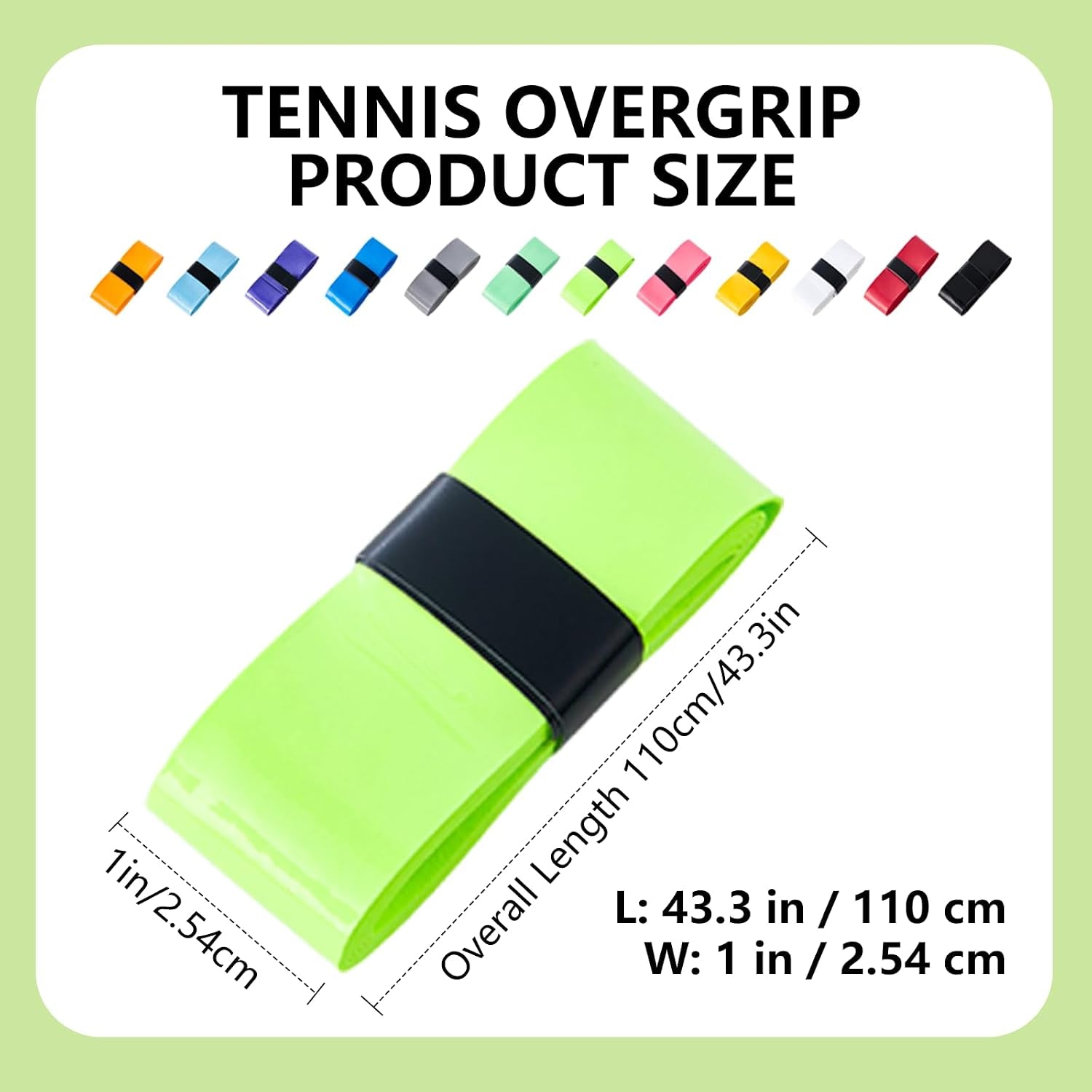 12 PCS Tennis Racket Grip Tape 1 Inch Colorful Tennis Grip Tape | Anti-Slip, Sweat Absorbent, Self Adhesive, Comfortable, for Tennis, Badminton, Squash Rackets, Bike, Hiking Pole, Fishing Rod