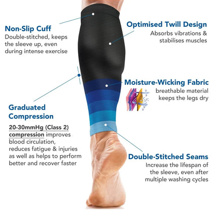 1Pair Calf Support Compression Sleeves for Women Men Running 20-30Mmhg Footless Leg Socks Outdoor Sports Marathon
