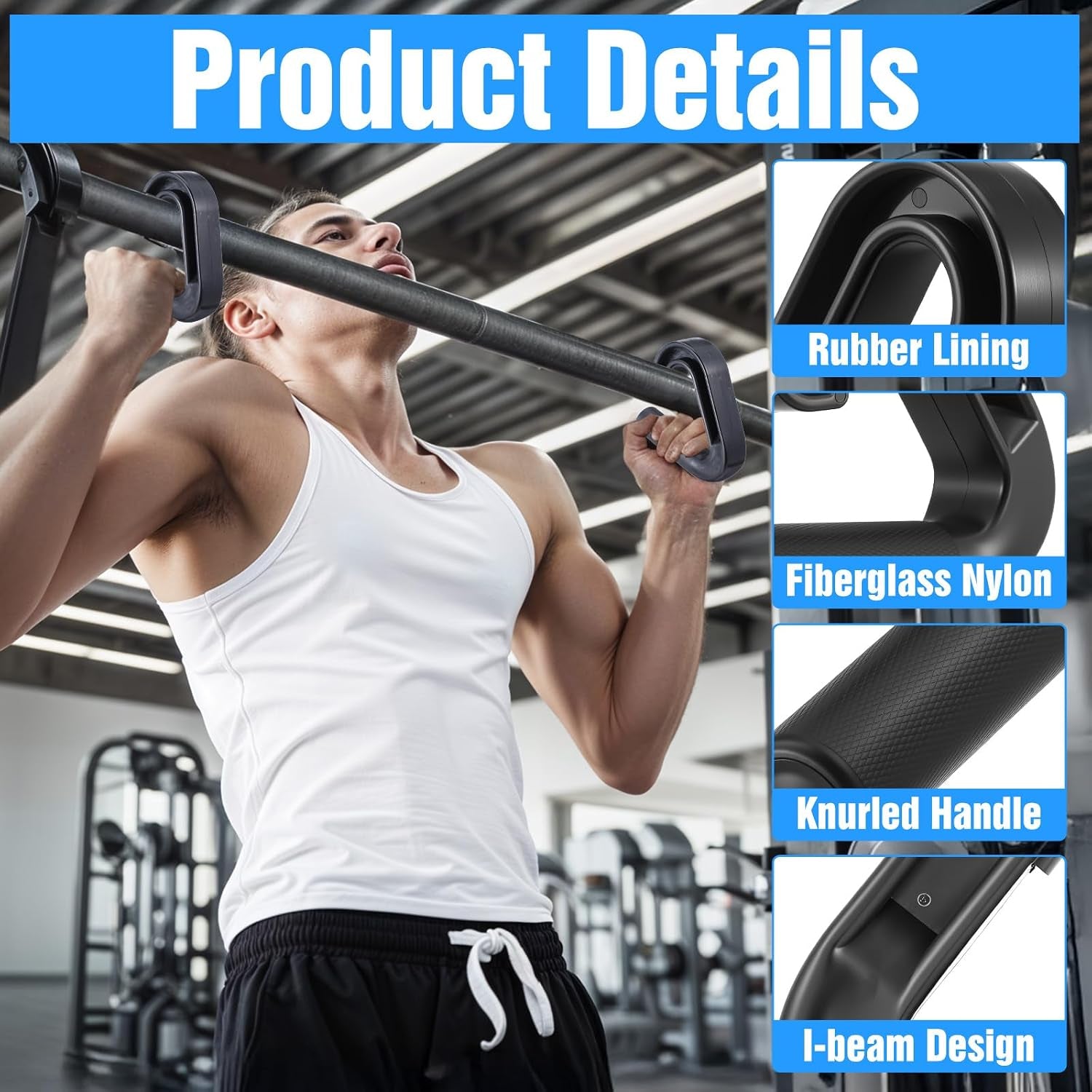 Neutral Grip Pull up Handles (2-Pack) – Heavy Duty Nylon Handles for Pull-Ups, Deadlifts & Resistance Bands, 800LB Capacity, Non-Slip Ergonomic Grips – Gym & Home Workout Accessories