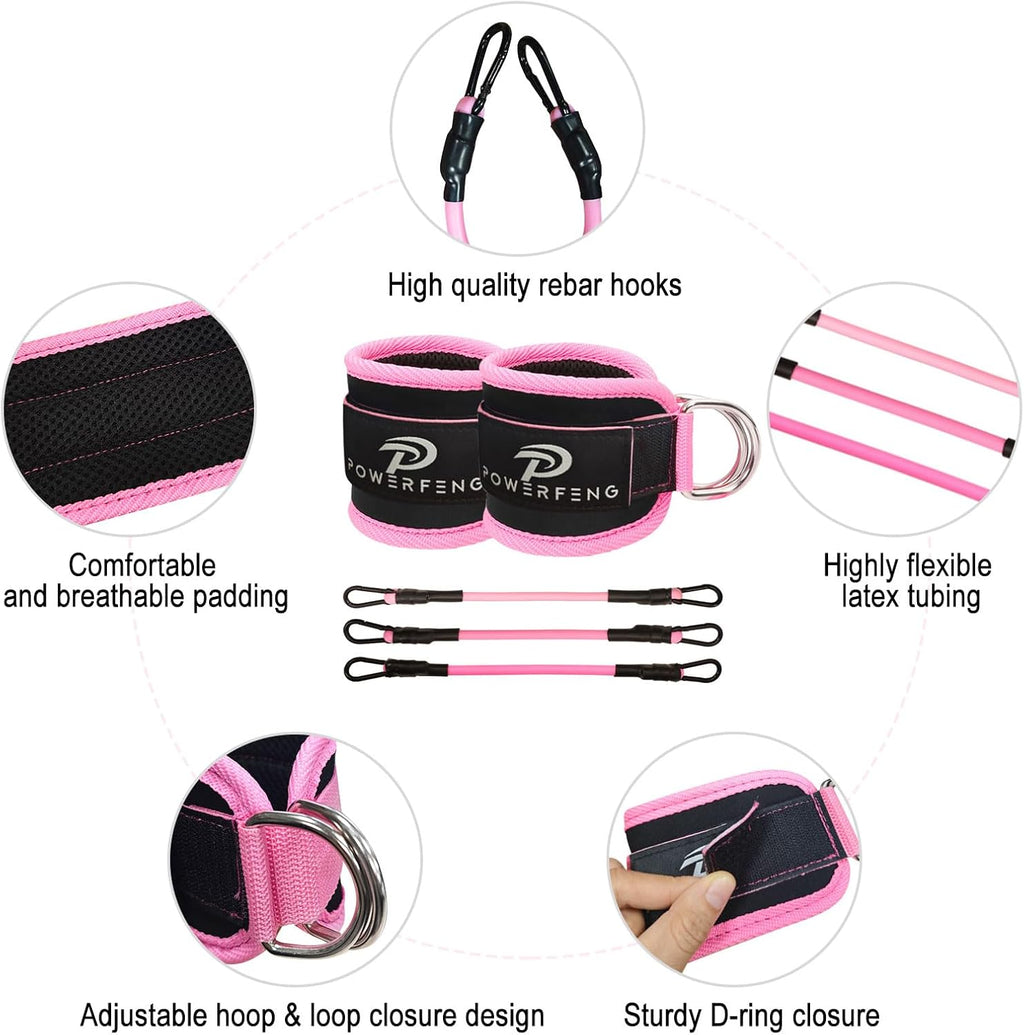 Ankle Resistance Bands with Cuffs: Women Ankle Strap Band for Working Out - Ankle Resistance Bands for Glutes Hip & Leg Butt Training Workout Exercise Equipment