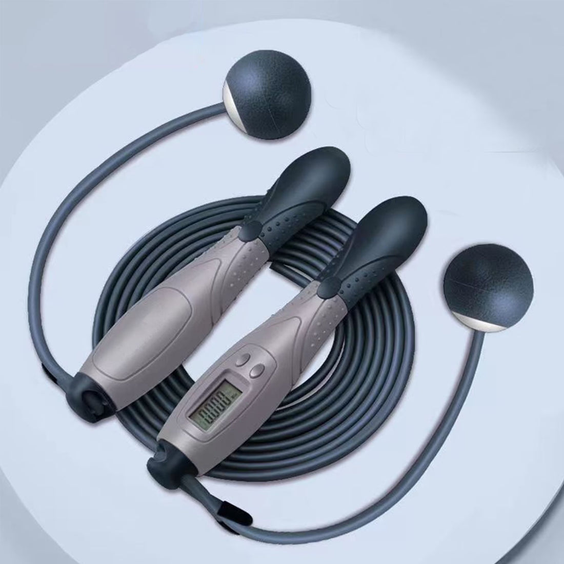 Weighted Cordless Jump Ropes with 2 Balls &amp; Adjustable Length Bod Rope for Kids Men Women,Speed Digital Counting Ropeless Skipping Rope with Calorie Counter for Indoor Fitness Workout Boxing Gym