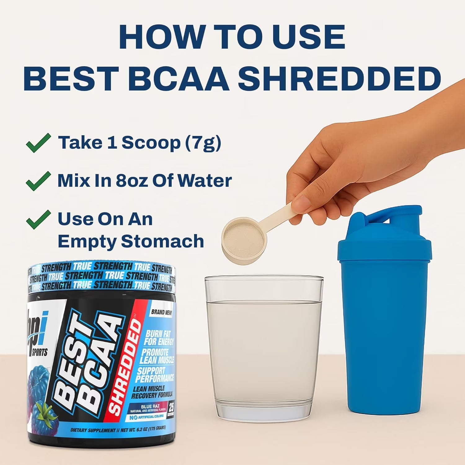 Best BCAA Shredded - Caffeine-Free Thermogenic Recovery Formula - BCAA Powder - Lean Muscle Building - Accelerated Recovery - Weight Loss - Hydration - Blue Raz - 25 Servings - 9.7 Oz.