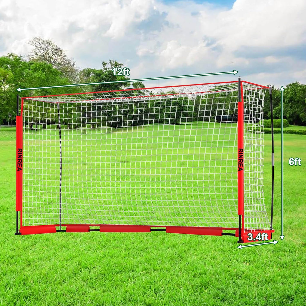 Portable Soccer Goal, Soccer Nets for Backyard with Agility Ladder | 12X6Ft/14X7Ft, Quick Setup & Disassemble, Stability & Durability, Team & Goalie Training, Carry Bag, Ground Nails