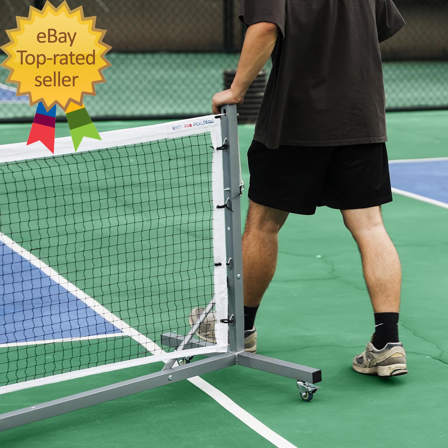 Pro Pickleball Net with Wheels and Hand Winch Tournament Regulation Size Anti-Sa