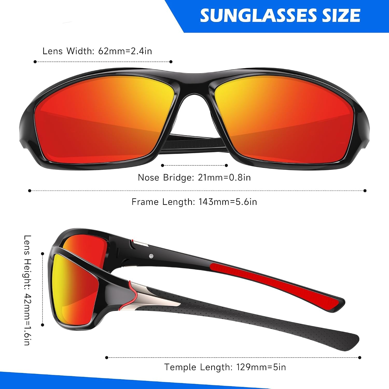 Polarized Sports Sunglasses for Men, Wrap around Mens Sunglasses UV Protection, Cycling Fishing Running Sun Glasses