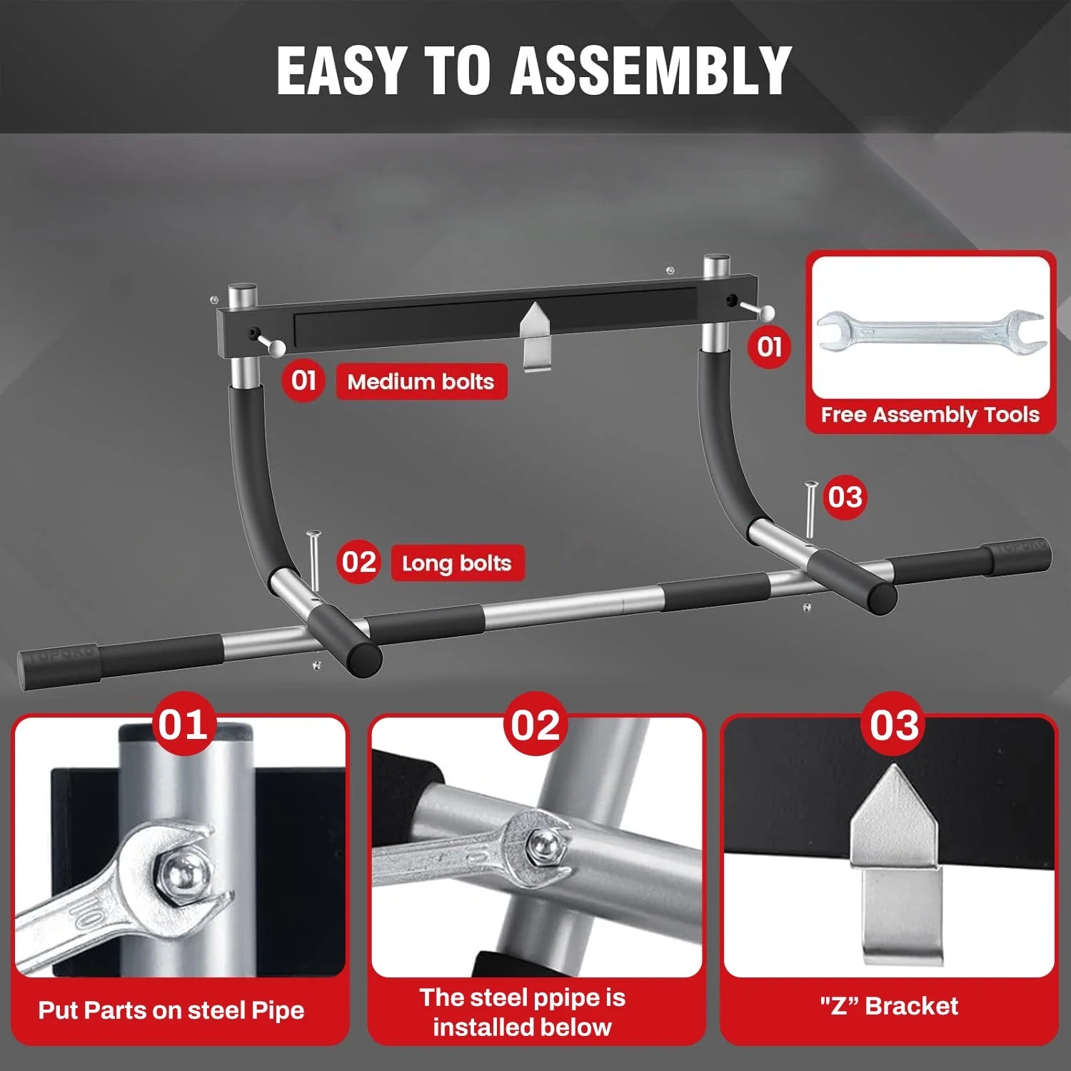 Pull up Bar for Doorway, Thickened Steel Upper Body Workout Bar, Adjustable Width Locking, Max Limit 330 Lbs, Multi-Grip Strength Chin-Up Bar for Strength Training, Home &amp; Gym, Black