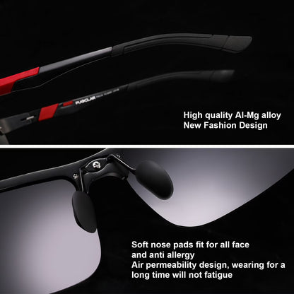 Mens Driving Sunglasses Polarized Sports Sunglasses Al-Mg Metal Frame Cycling Fishing Golf Goggles