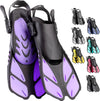Snorkel Fins, Travel Size Short Flippers for Snorkeling Swimming | Adjustable Swim Fins Flexible Open Heel Lightweight Scuba Diving Fins for Adult Men Women Kids Ideal for Recreational Use