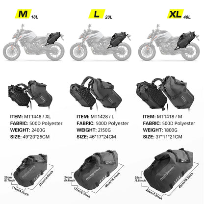 Motorcycle Double Side Bag 100%Waterproof 18L/28L/48L Universal Fit Motor Pannier Saddle Bags Dry Tail Storage Luggage