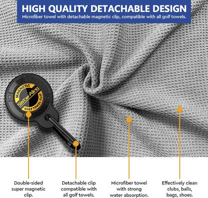 Magnetic Golf Towel Clip Set - Strong Magnet Hold, Removable &amp; Easy Clean, Men&