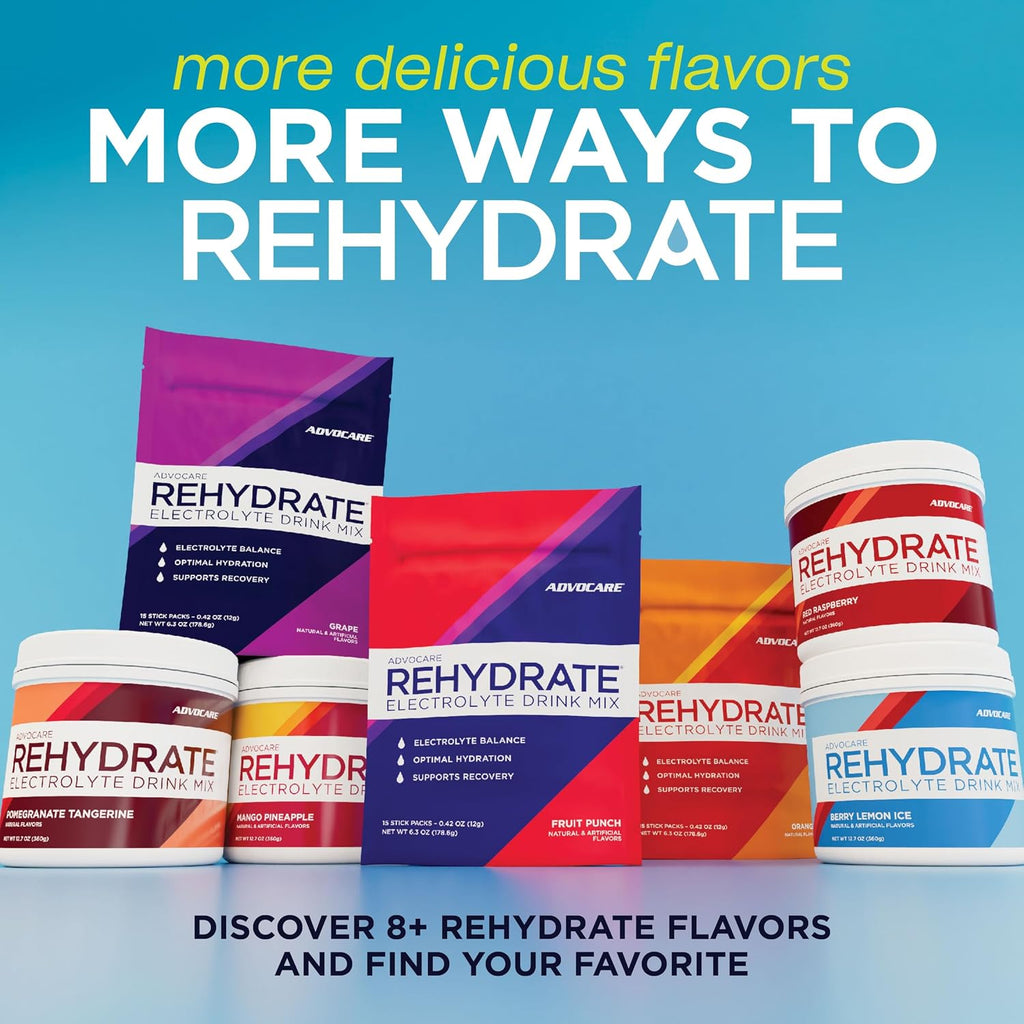 Rehydrate Electrolyte Drink Mix, Fruit Punch, 15 Sticks | Contains Magnesium, Sodium, Potassium & Calcium, Antioxidant and Amino Acid Fortified Powder for Hydration and Recovery