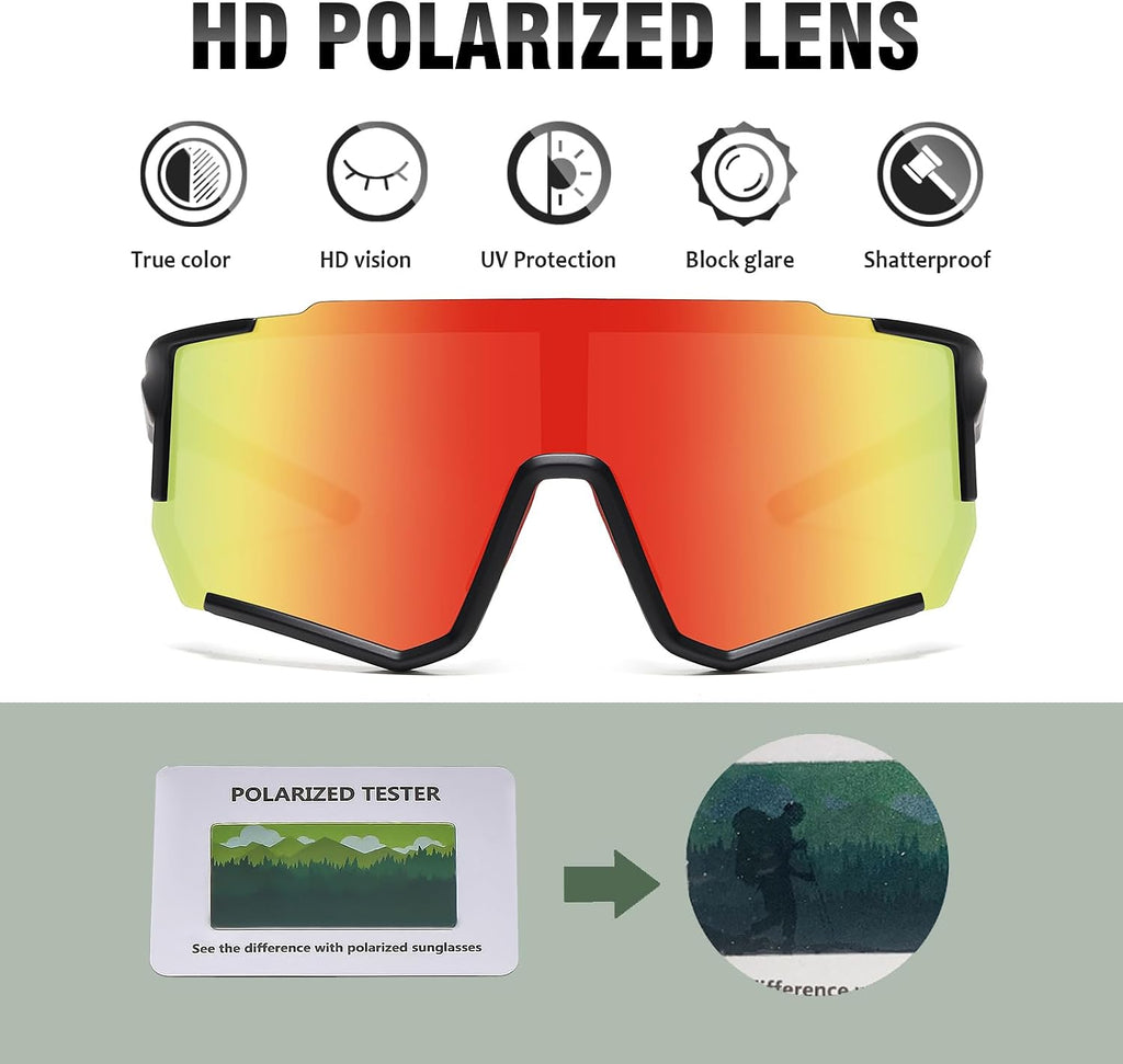 Polarized Cycling Sunglasses for Men Women UV Protection with Myopia Clip Baseball Biking Running MTB Sun Glasses