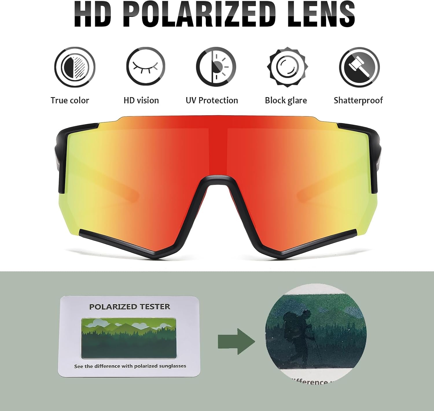 Polarized Cycling Sunglasses for Men Women UV Protection with Myopia Clip Baseball Biking Running MTB Sun Glasses