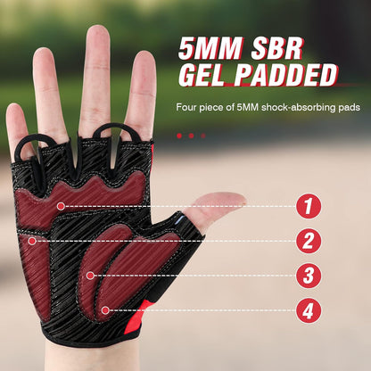 Bike Gloves Cycling Gloves Biking Gloves for Men Women with Anti-Slip Shock-Absorbing Pad,Light Weight,Nice Fit,Half Finger Bicycle Gloves