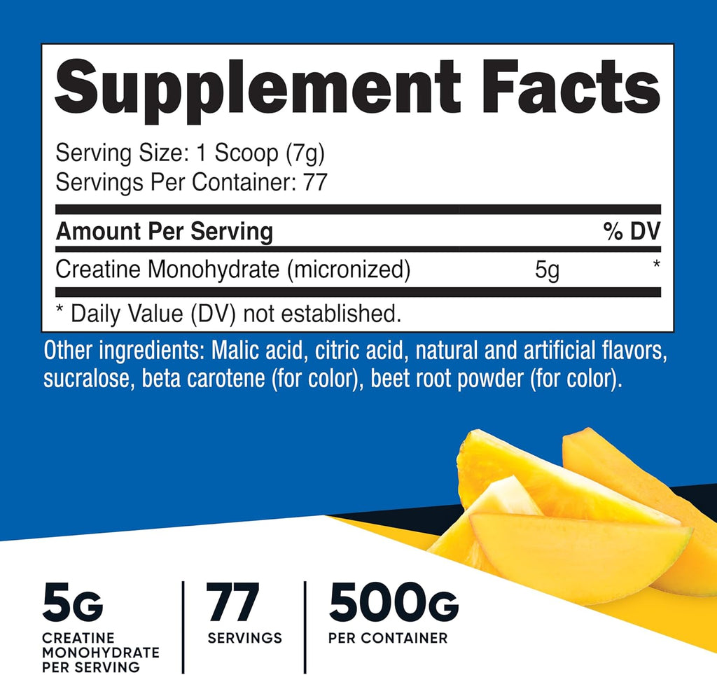 Creatine Monohydrate Powder (Pineapple Mango, 500 Gram) - Micronized Creatine Supplement - Vegan, Non-Gmo, Gluten Free (Pack of 2)