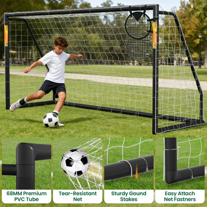 PVC Soccer Goals for Backyard,12"X6" Black Foldable Competition Practice Training Goals,Portable Soccer Training Equipment,Moveable Weatherproof Outdoor Patio for Adults Youth