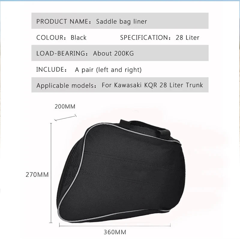 For Kawasaki Versys 1000 650 2015-2021 for KQR 28L Hard Saddlebag Liner Set Saddle Bags Travel Waterproof Trunk Bag Luggage Bags