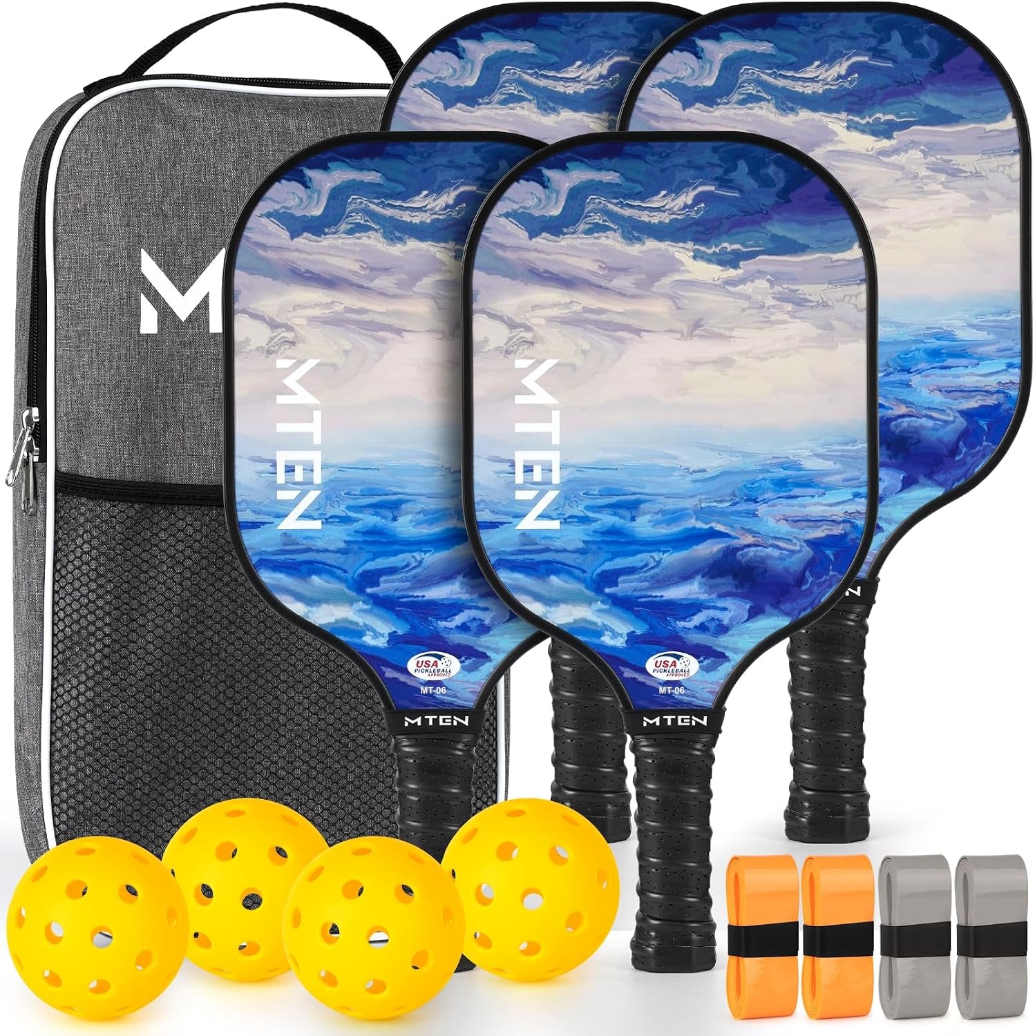 Pickleball Paddles Set of 2/4/1, USAPA Approved Fiberglass Rackets | Lightweight Set for Men, Women, Beginners & Intermediate