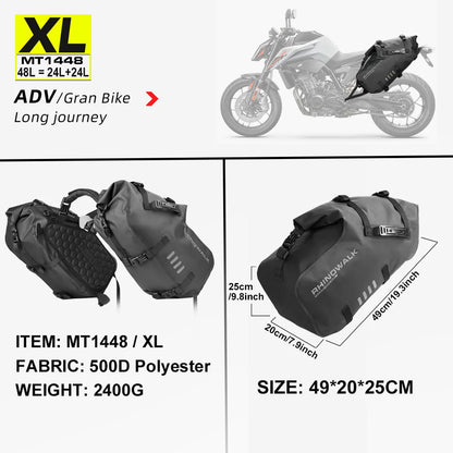 Motorcycle Double Side Bag 100%Waterproof 18L/28L/48L Universal Fit Motor Pannier Saddle Bags Dry Tail Storage Luggage