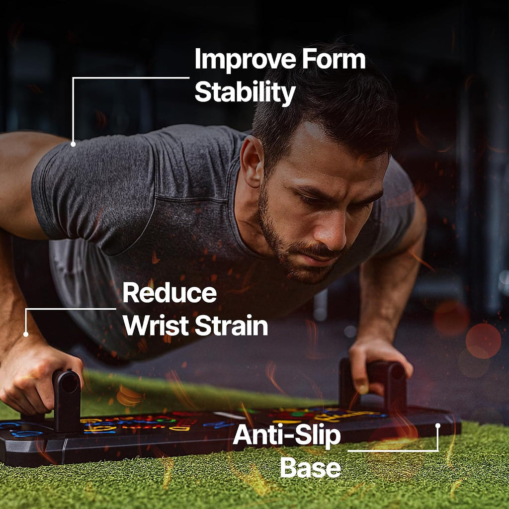 Solid Push up Board | 20-In-1 Home Gym | Portable Workout Equipment | Multi-Functional Pushup Board for Men & Women | Professional Foldable Push up Stands for Chest Muscles