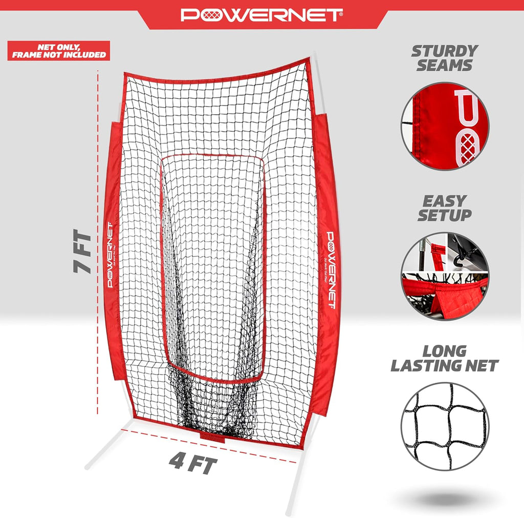 4X7 FT Portable Infielder Training NET ONLY, Softball Baseball Replacement Practice Net for Pitching and Hitting, Ball Catcher Pocket, 28 SQFT Protection, Team Colors