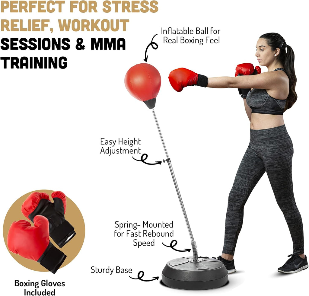 Punching Bag with Stand Adjustable Boxing Speed Bag Teens Adults