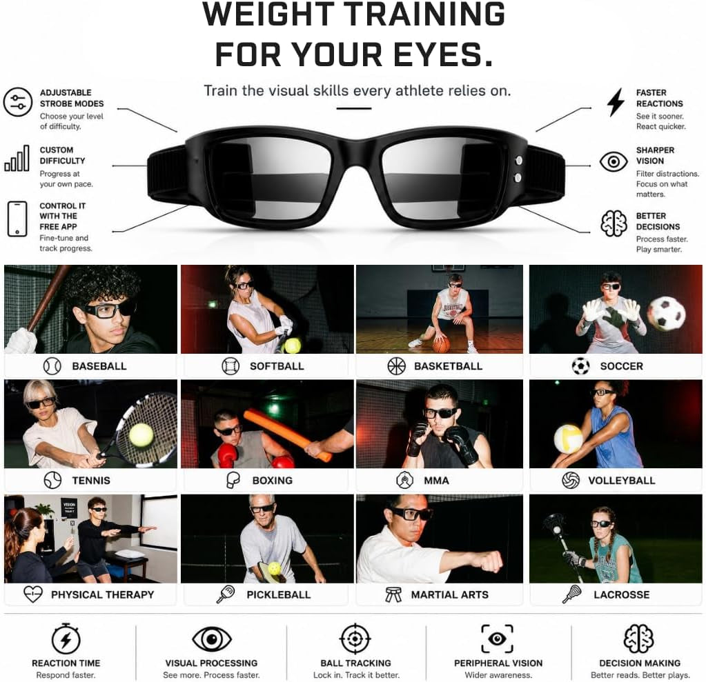Vision Training Strobe Glasses - Sports Reaction Training. Reflex and Hand-Eye Coordination Tool