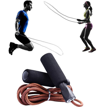 Leather Jump Rope Women and Men Skipping Skip Ropes Adjustable Length Workout Speed Aerobic Exercise Training Fitness