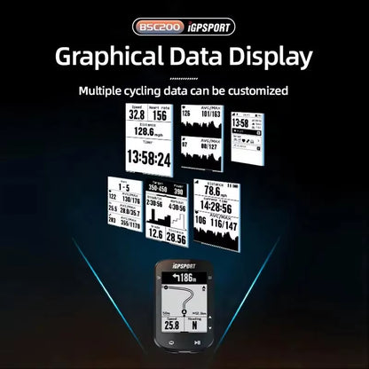 BSC200 GPS Bicycle Computer Cycling Odometer Wireless Speedometer Route Navigation ANT + Bluetooth5.0 Accessories